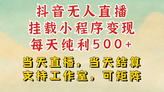 抖音无人直播挂载小程序变现每天纯利500+当天直播，当天结算支持工作室，可矩阵【揭秘】好创网-专注优质VIP网课 网络创业落地实操课程资源分享 – 每天更新_高质量项目输出好创网