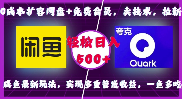 0成本扩容网盘+免费会员，卖技术，拉新，咸鱼最新玩法，实现多重管道收益，一鱼多吃，轻松日入500+好创网-专注优质VIP网课 网络创业落地实操课程资源分享 – 每天更新_高质量项目输出好创网